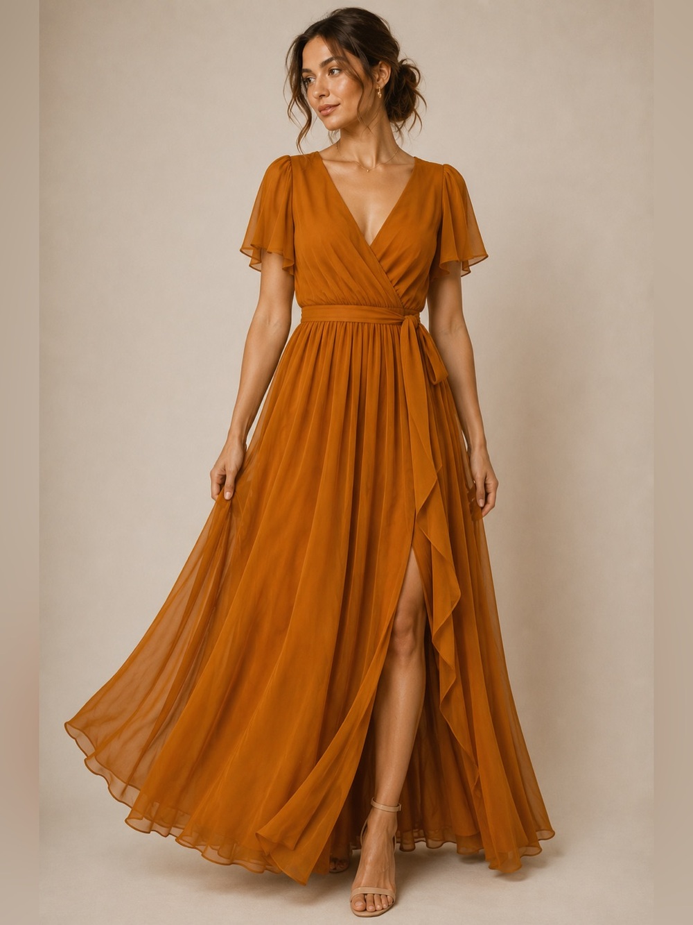 Baltic Born Kristina Maxi Dress Saffron 2XL NWT Chiffon Wrap Bridesmaid Formal